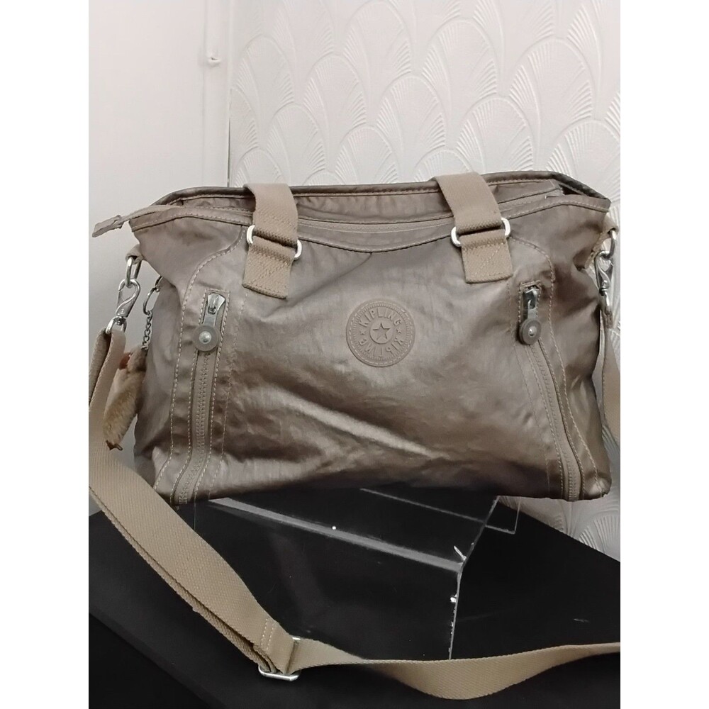 Kipling Quarts /shinae  Metallic Gray bag 14" Wide by 10" Height  4" deeo